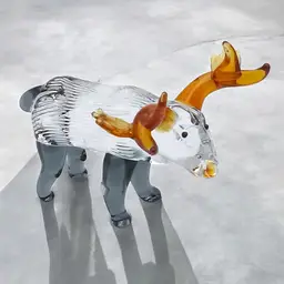 Adorable Miniature Hand Blown Art Glass Moose Figurine 2.75" High