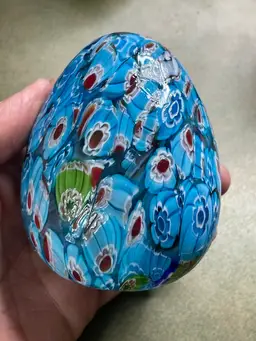 millefiori Blue egg paperweight