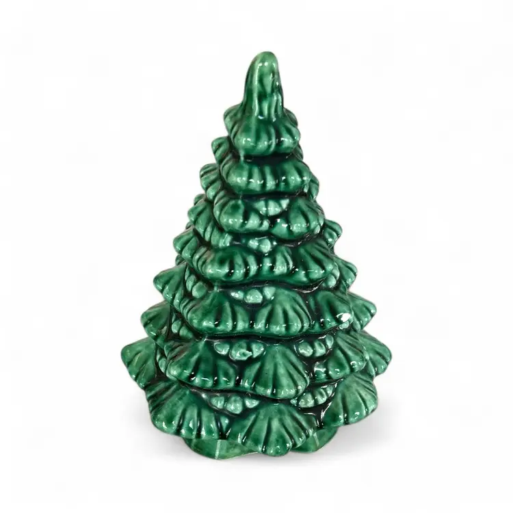 Small Green Glazed Ceramic Christmas Tree Figurine