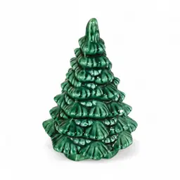 Small Green Glazed Ceramic Christmas Tree Figurine