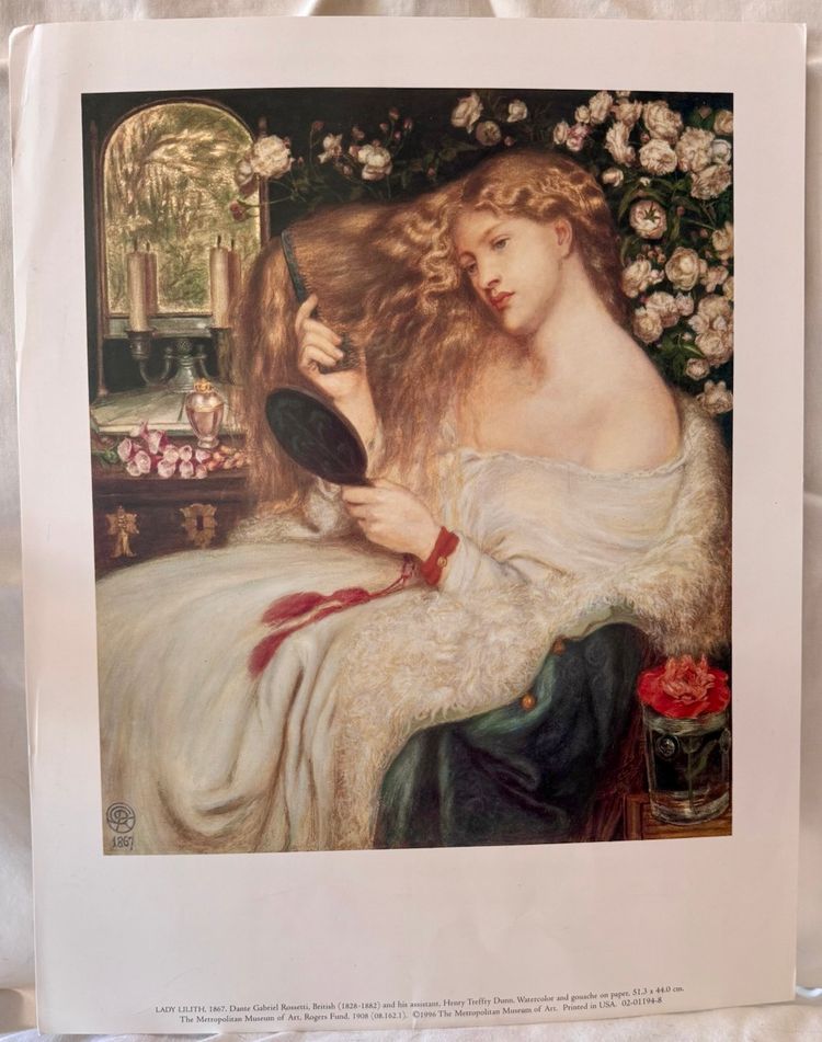 Vintage Art Print Lady Lilith By Dante Gabriel Rossetti