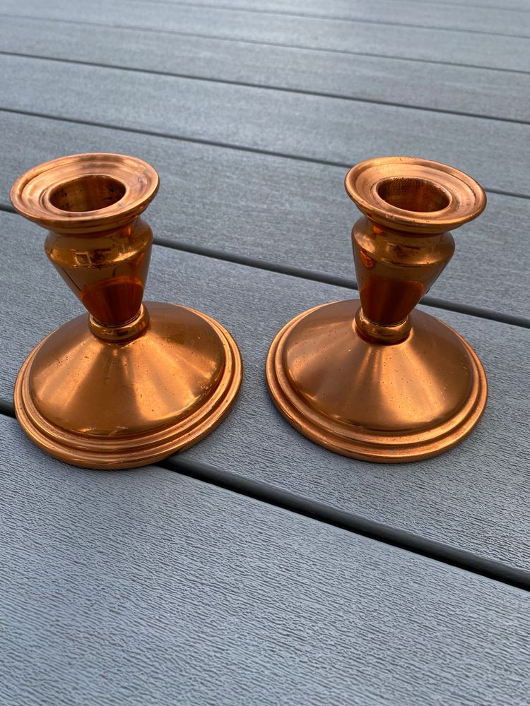 PAIR OF MCM COPPER CRAFT GUILD CANDLESTICKS