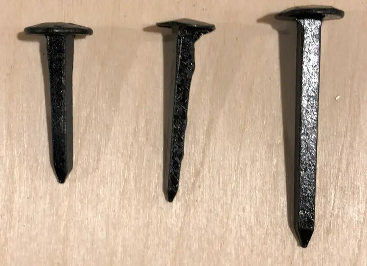 Clouterie Rivierre Forged Square Shanked Nails - Black Hammered Head 30mm (1 3/16")