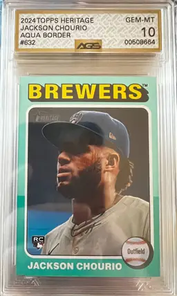 Jackson Chourio 2024 Topps Heritage Aqua Border AGS 10