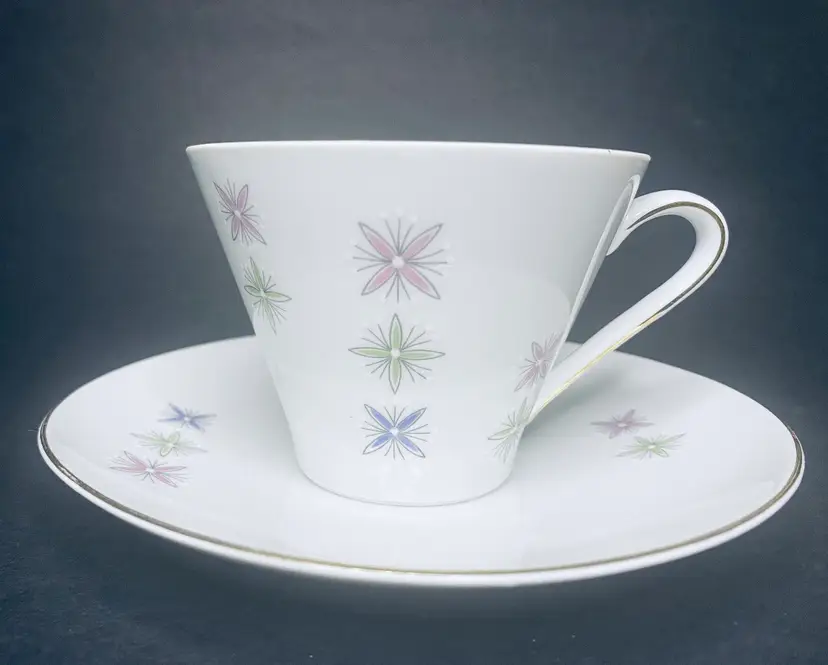 Vintage Bavaria Schumann Germany Atomic MCM Design Demitasse Cup and Saucer Set