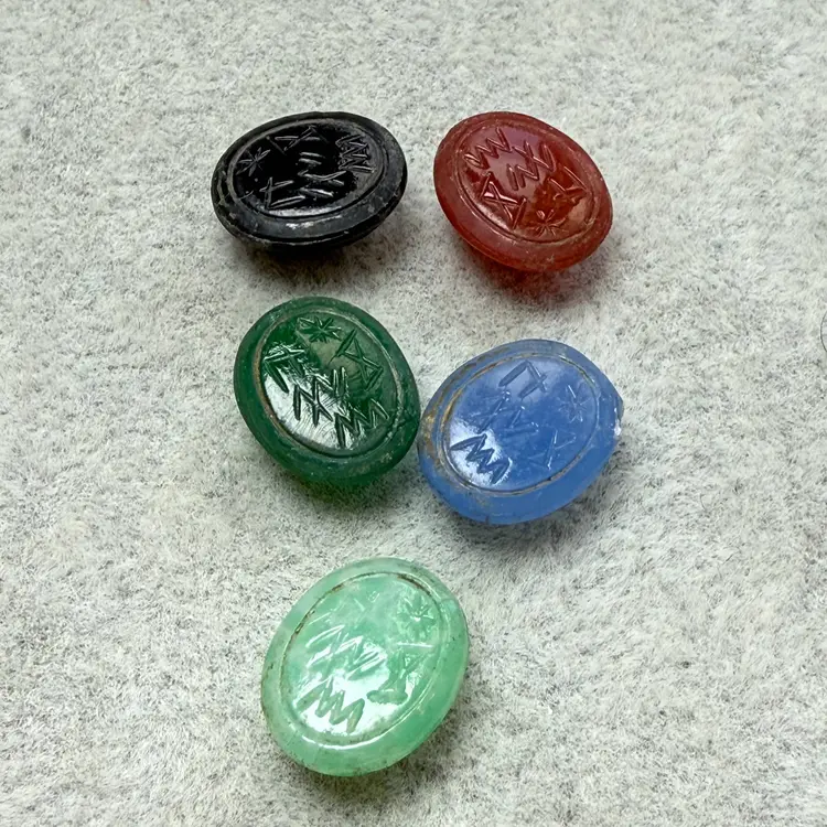 Set of 5 Carved Scarab Oval Cabochons Craft Repair Replace 1/2" long