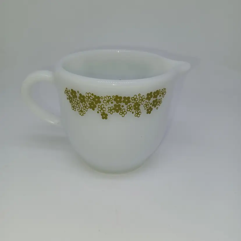 Vintage Pyrex Crazy Daisy Green Flower Creamer