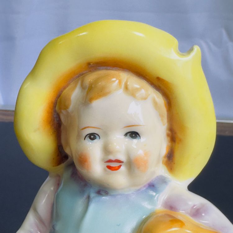 #1327 vintage, 1950's, Japan, Porcelain, Planter, Bou, Dog & Fish, Vivid Colors Some Crazing