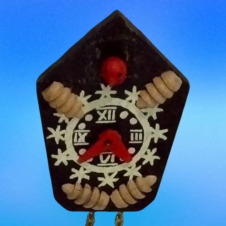 #5 of 6 Vintage Handcrafted, Hand painted Miniature Wood Folk Art Christmas Ornament