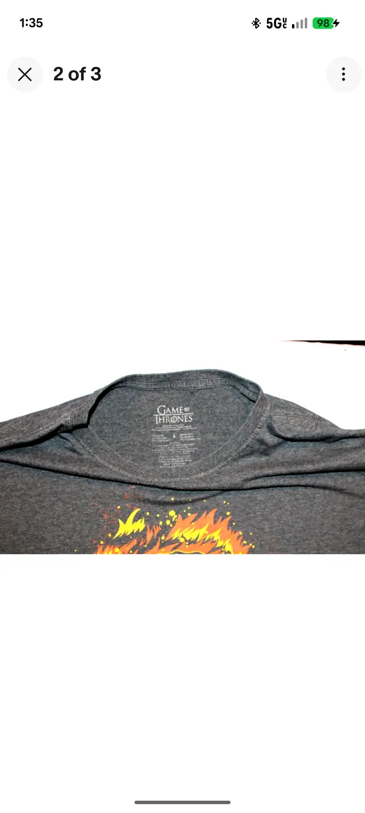 Game of Thrones "Targaryen Fire and Blood" Men Large T-Shirt