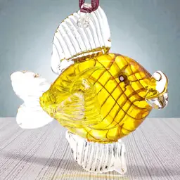 Yellow Fish Hand Blown Art Glass Ornament Hanging Sun Catcher Well Made OOAK