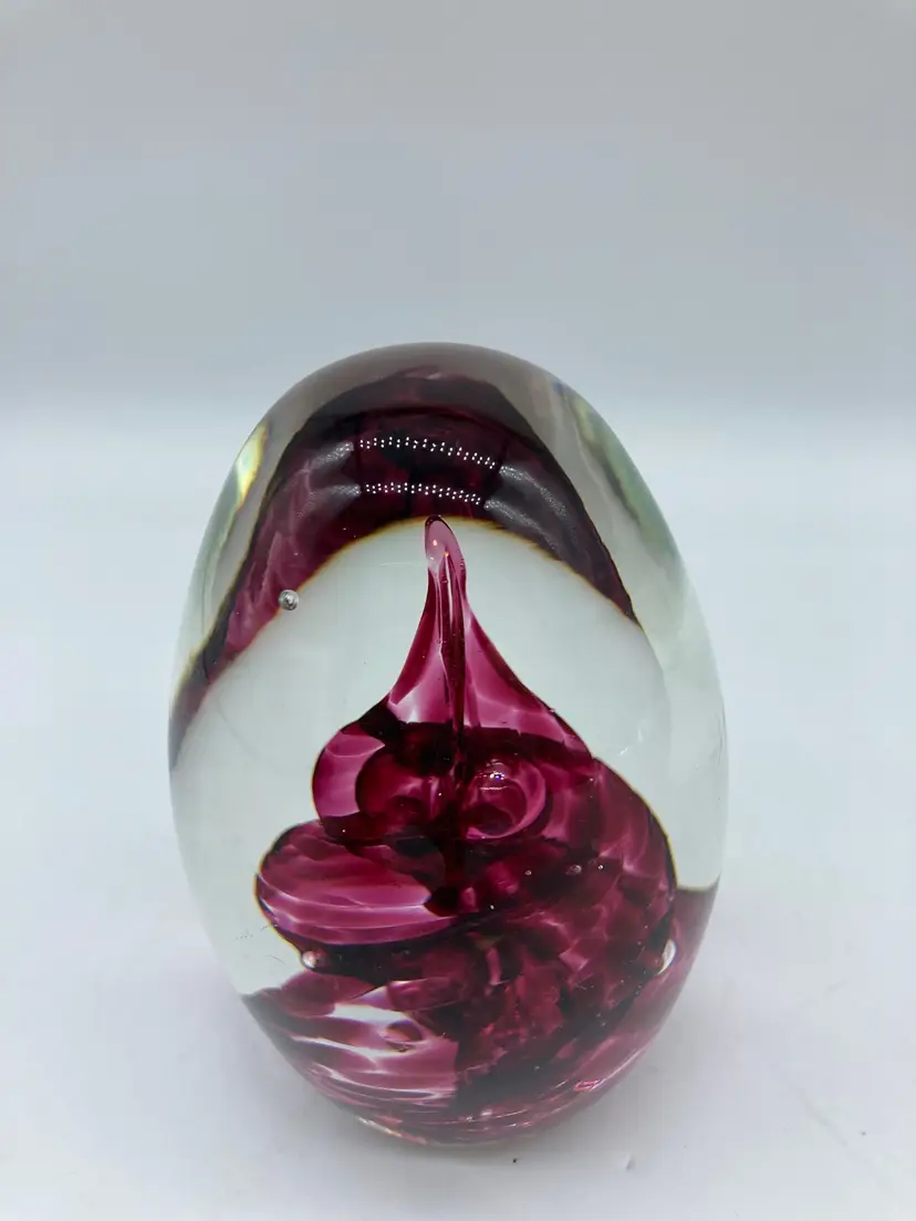 Maroon Swirl Art Glass Paperweight