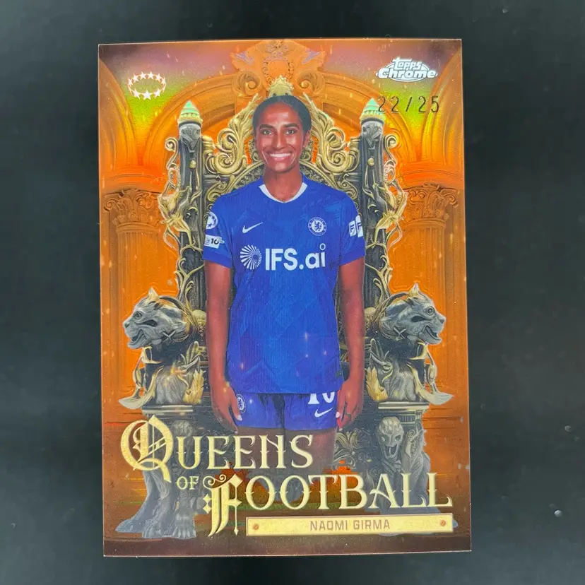 Naomi Girma 2025/26 Topps Chrome UWCL Queens Of Football Orange /25 Chelsea Soccer Card