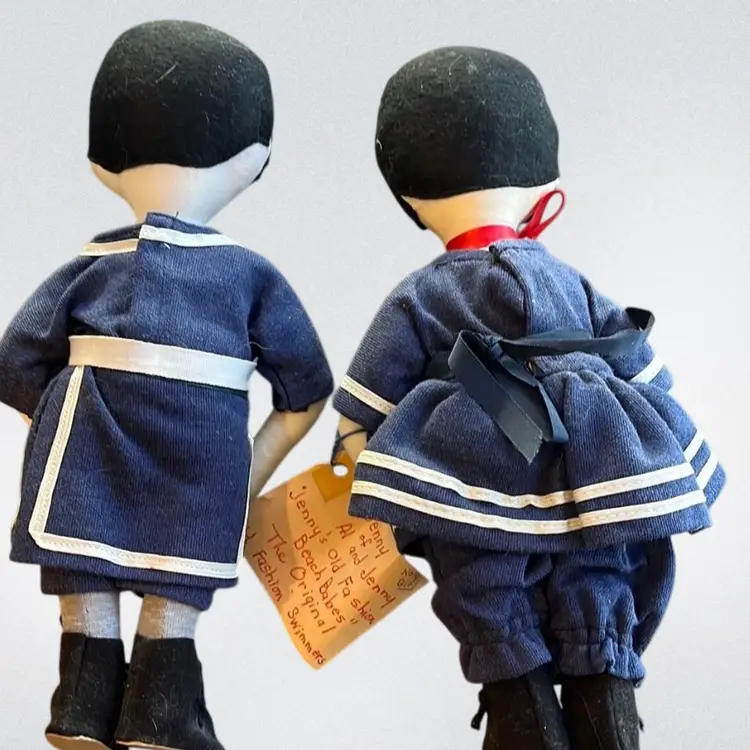 Vintage Artisan Made Al And Jenny Cloth Dolls