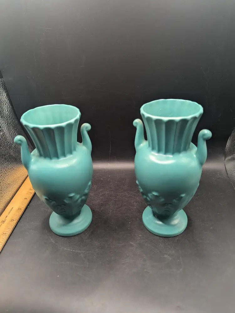 Vintage Set Of 2 Mid Century Art Deco Erphila Czechoslovakia Vases.