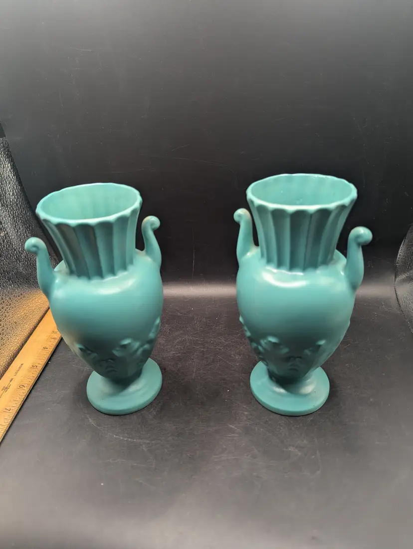 Vintage Set Of 2 Mid Century Art Deco Erphila Czechoslovakia Vases.