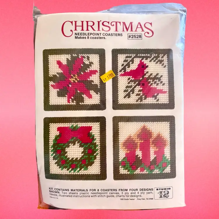 Vintage Needlepoint Christmas Coasters Kit