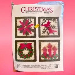Vintage Needlepoint Christmas Coasters Kit