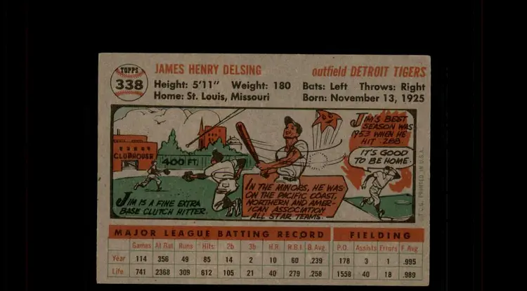 1956 Topps #338 Jim Delsing - (pk-tl2) - Detroit Tigers