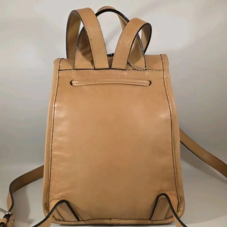Coach Camel Tan Soft Leather Turnlock Daypack Mini Backpack Purse Bag