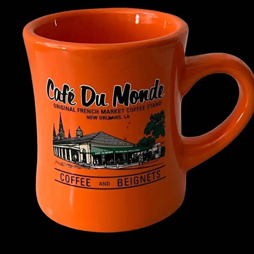 Cafe Du Monde Orange Coffee Mug New Orleans French Quarter Coffee Stand 4”