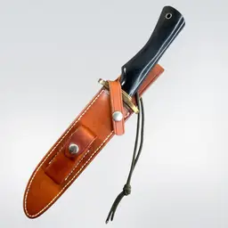 1991 Vintage Randall Collectible Hunting Knife. Model #1 Style. 8" Blade. 13” Overall Length. Leather Sheath With Sharpening Stone Included.