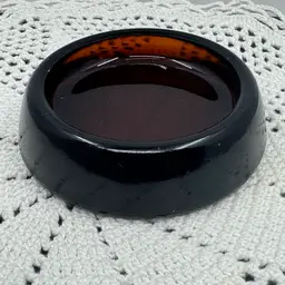 Vintage Glass Furniture Caster Cup Amber Brown Anchor Hocking Slides 2.5”