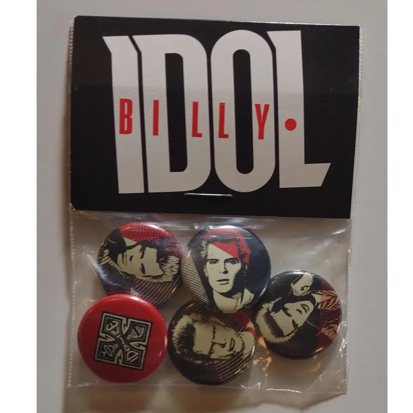 Billy Idol Lot Of 5 Badges Pinback Buttons Original New Wave Punk Rock Vintage