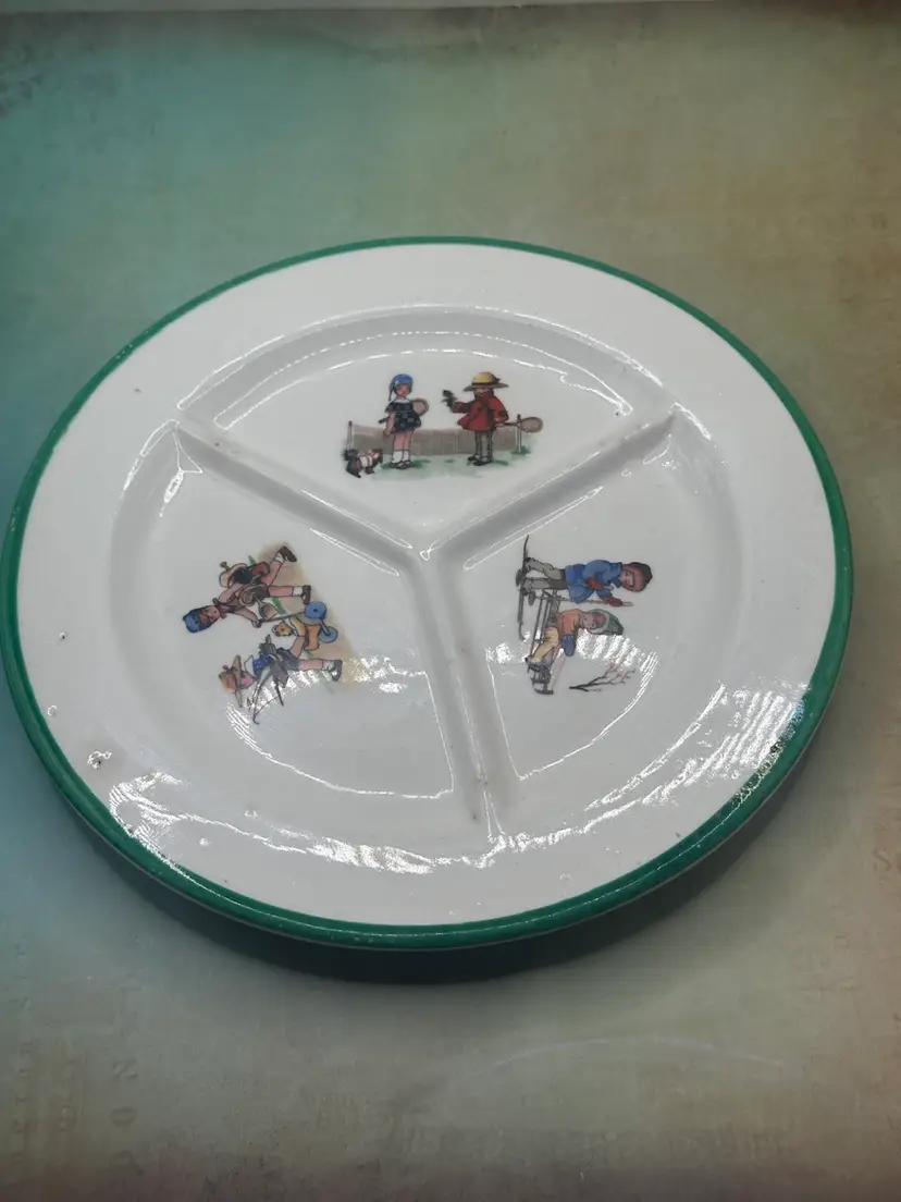 Vintage Farm Friends Porcelain Divided Meal Child Plate Made in Czechoslovakia