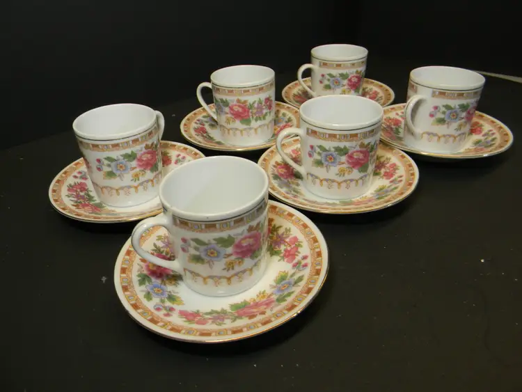 Tea Cups and Saucers Set of 6  Chinese Demitasse