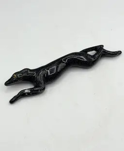 Vintage black lucite greyhound dog brooch