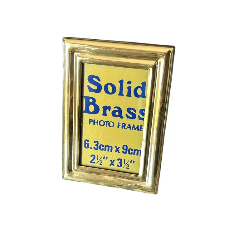 2 Vintage 80's Solid Brass Small Photo Frame with Easel Back