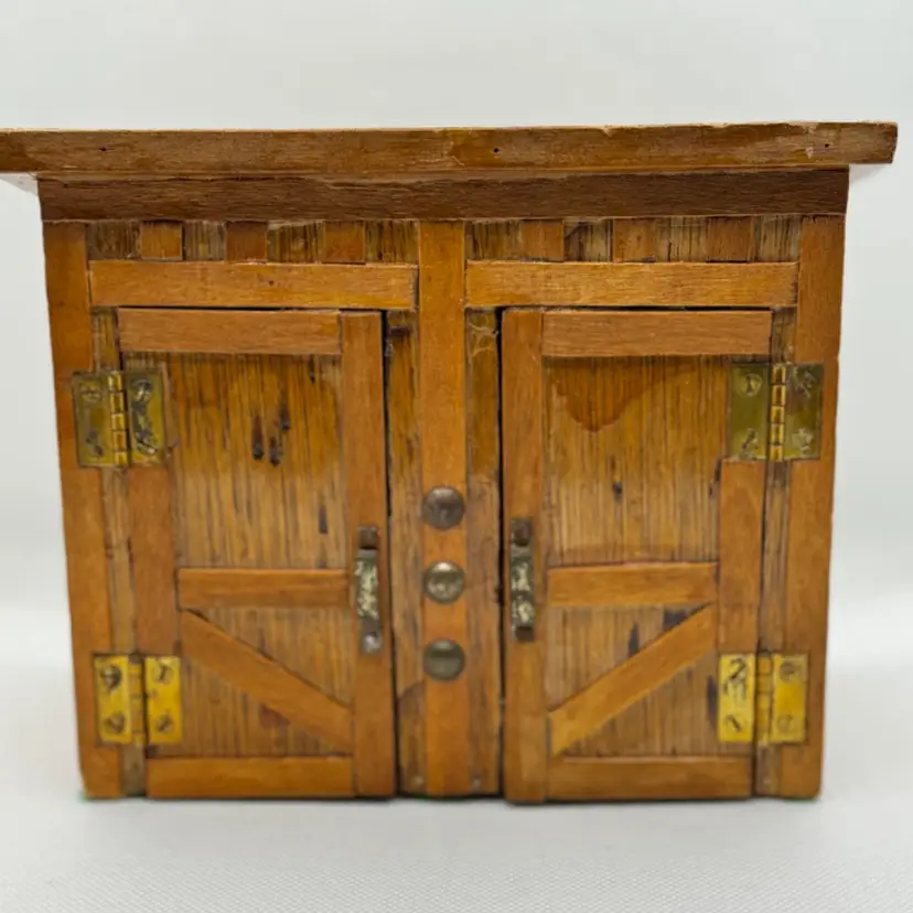 Vintage Folk Art Wooden Outhouse, His & Hers Honey Buckets, Handmade, Made In USA.
