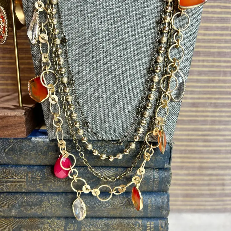 Coordinated Costume Jewelry Set - Multi Layer Longer Necklace Loft