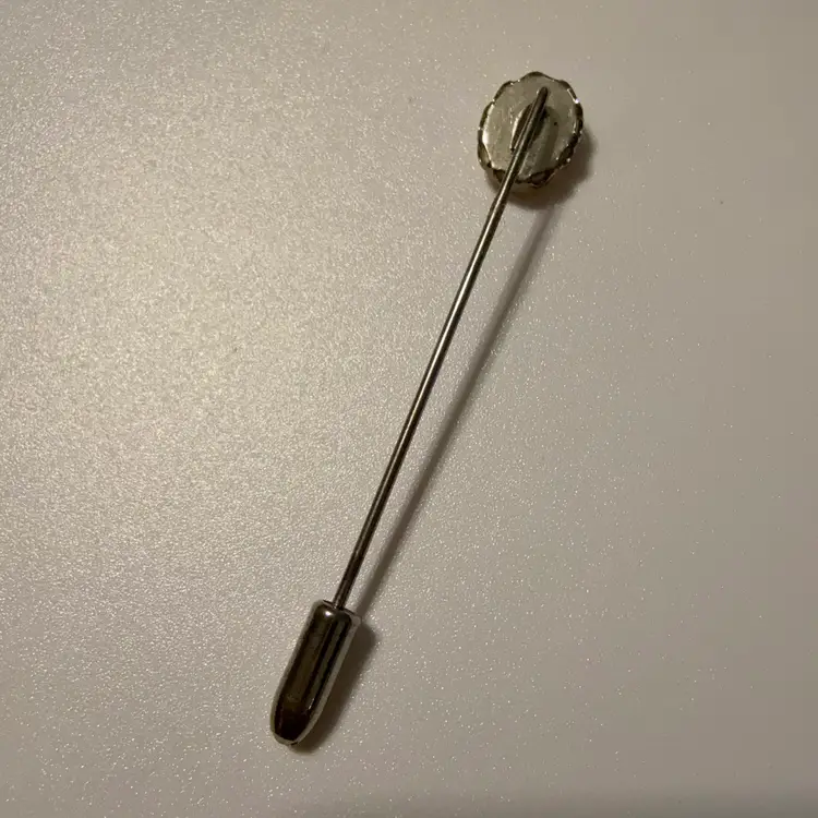 Tiny Ceramic Flower Stick Pin With A “T”