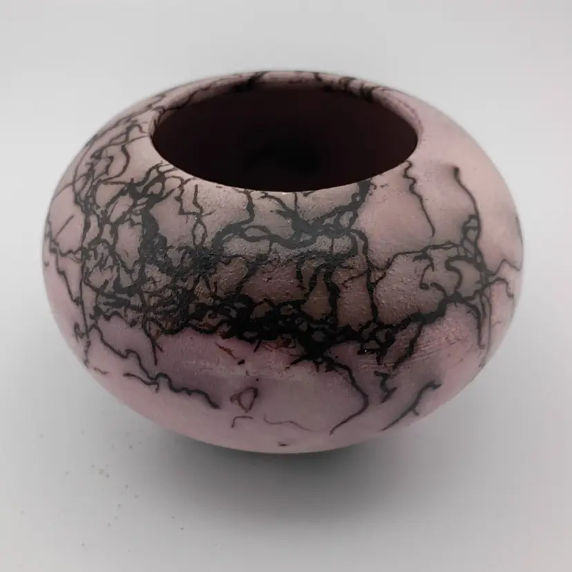 Signed horsehair pottery vase, likely Navajo