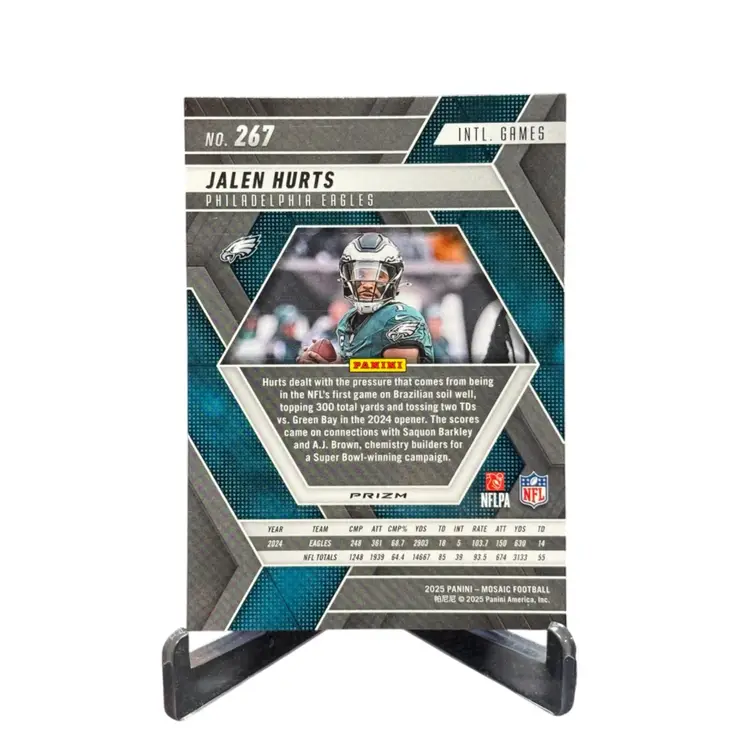Jalen Hurts 2025 Panini Mosaic Reactive Purple Prizm Brazil Games #267 Philadelphia Eagles
