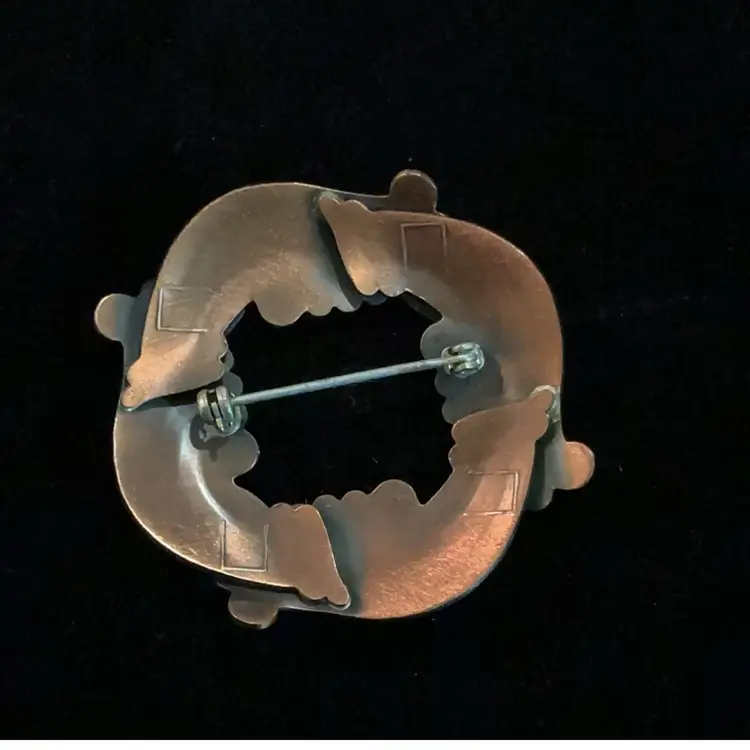 Vintage Genuine Copper Swirl Scroll Design Brooch.  Not Signed