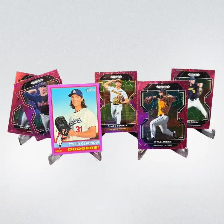 Tyler Glasnow 2025 Topps Heritage Pink #465 plus 5 2020 Prizm Pink Prospect Lot