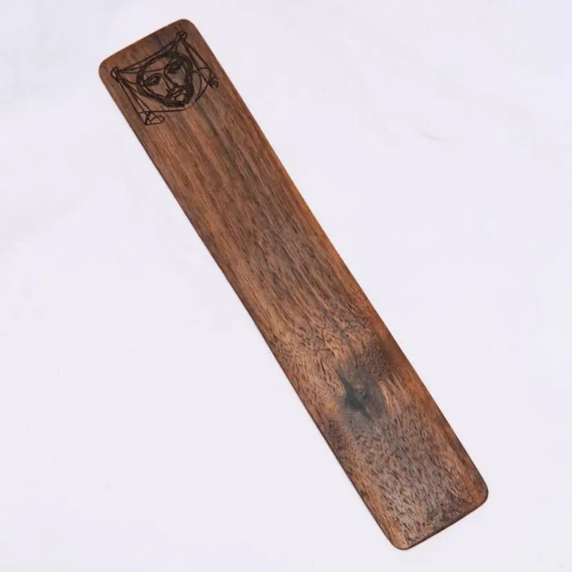Set of 10 walnut bookmarks with engraving of the Holy Face of Jesus on the Veil of Veronica  (8" x 1.5")