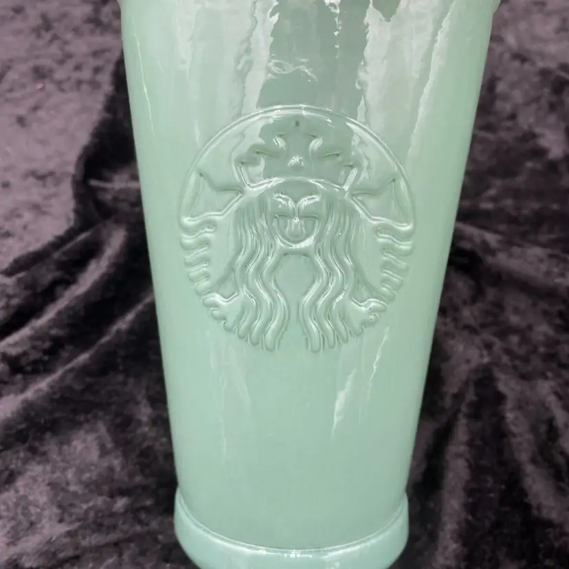Starbucks Frosted Green Recycled Glass Tumbler, 16oz Cold Cup, Made in Spain