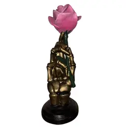 Ashland 11” Skeleton Hand Holding Pink Rose Statue Halloween Figurine