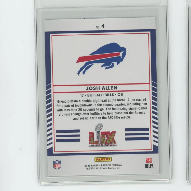 Football 2025 Panini Donruss #4 Josh Allen - Road to the Super Bowl - Buffalo Bills