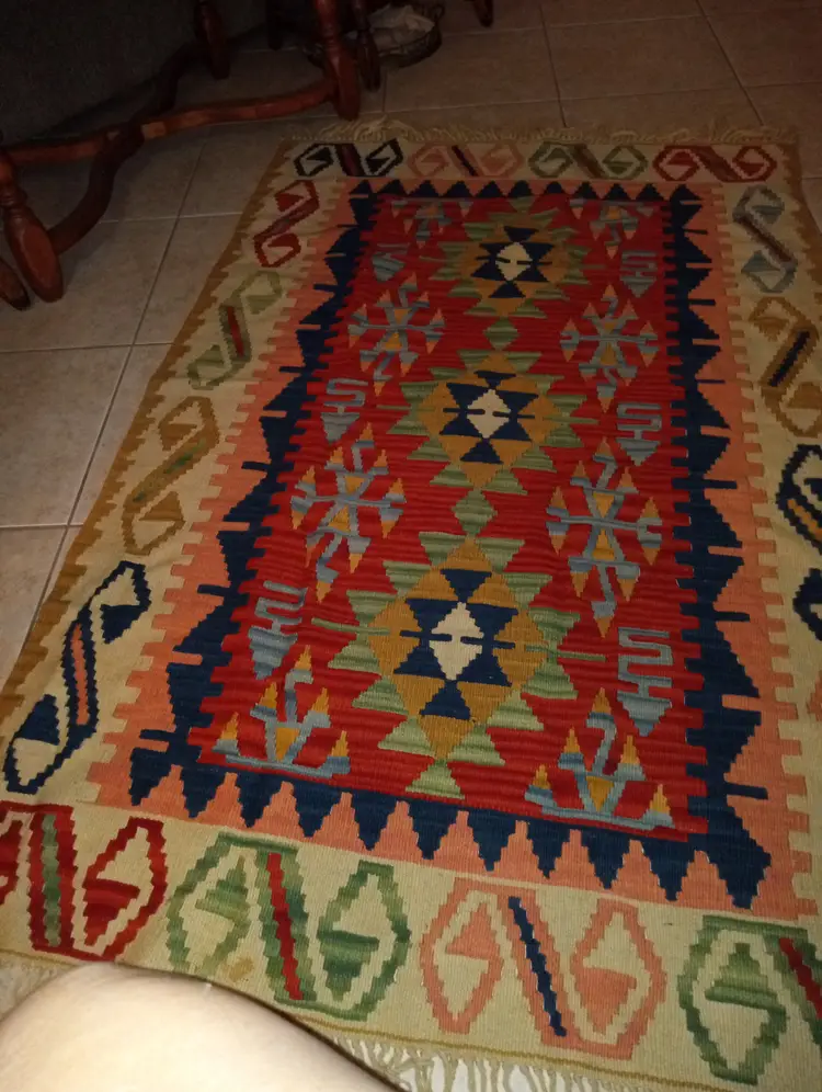 Vintage Turkish Kilim Killim Hand Woven Wool  Rug Made in Turkey (Z)