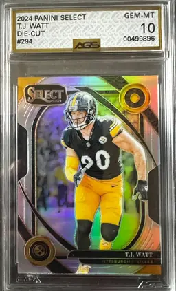 T.J. Watt 2024 Panini Select Die-Cut #294 AGS 10