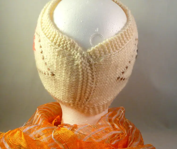Handmade Knit Argyle Pattern Cream Green Orange Brown Ear Warmer Head Wrap