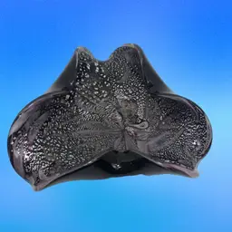 Murano Glass Ashtray Trinket Bowl Black Triangular Adventurine Smooth Pontil