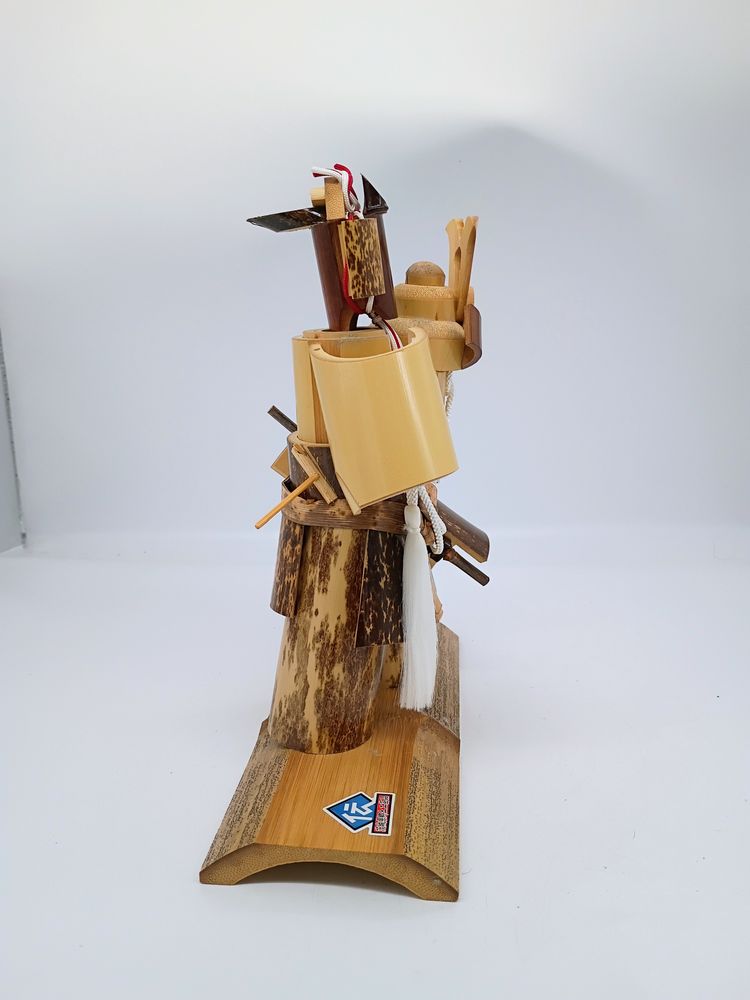 Japanese Folk Art Kabuki Bamboo Samurai Echizen Figurine Display Doll  Noh Craft Signed