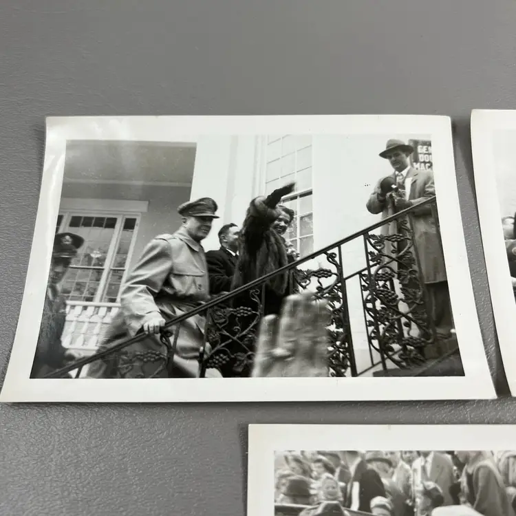 Vintage Lot Of 3 General Douglas MacArthur World War II Korean War Photos Snapshot Little Rock Arkansas