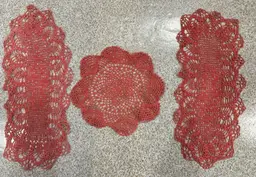 Set Of Vintage Doiles Pink